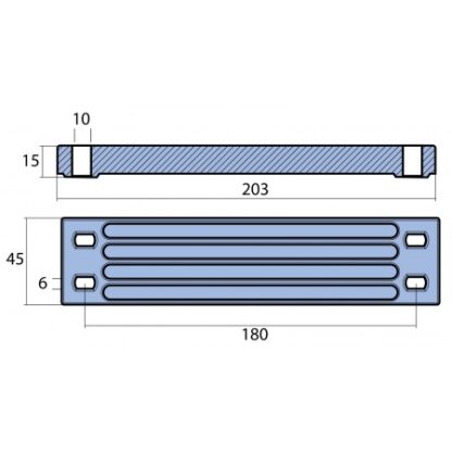 Plattenanode Alu 201x47x17mm für Yamaha 200-300PS , MA011121AL – Bild 2