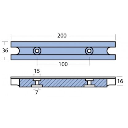 Plattenanode Alu 203x36x16mm für Yamaha 40-100PS (1990-1999) Motorhalter, MA01115AL – Bild 2