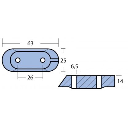 Motoranode Zn 63x25x14mm für Yamaha 4-15PS (bis 1989), MA01123 – Bild 2