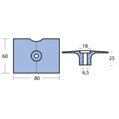 Finnenanode Alu 80x59x26mm, Bohrung 6,5mm für Yamaha 8-25PS , MA01135AL – Bild 2